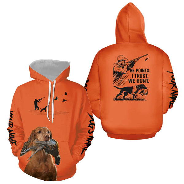 Vizsla Dog Pheasant Hunting Custom Name Orange Shirts, Pheasant hunting clothing FSD4732
