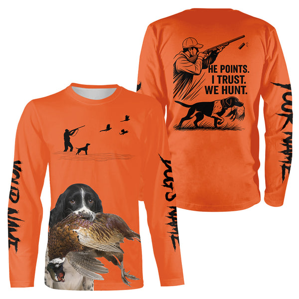 English Springer Spaniel Dog Pheasant Hunting Custom Name Orange Shirts FSD4733