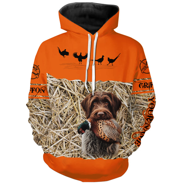 Pheasant Hunting Blaze Orange color Custom name Shirts with Hunting Dogs, Pheasant Hunting clothing FSD4547