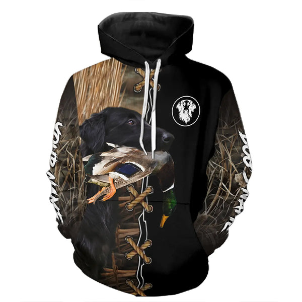 Flat Coated Retriever Hunting Dog Custom Name Hoodie Shirt for Hunter FSD4769