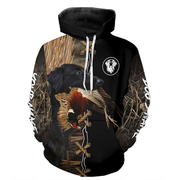 Flat Coated Retriever Hunting Dog Custom Name Hoodie Shirt for Hunter FSD4769