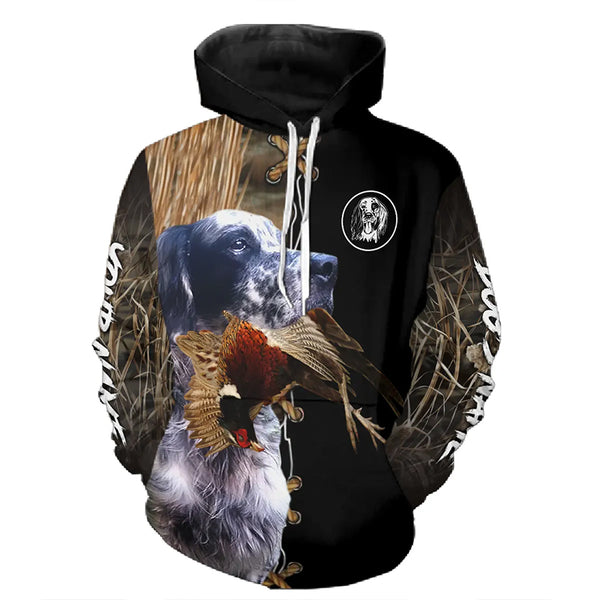 Blue English Setter Hunting Dog Custom Name Hoodie Shirt for Hunter FSD4772