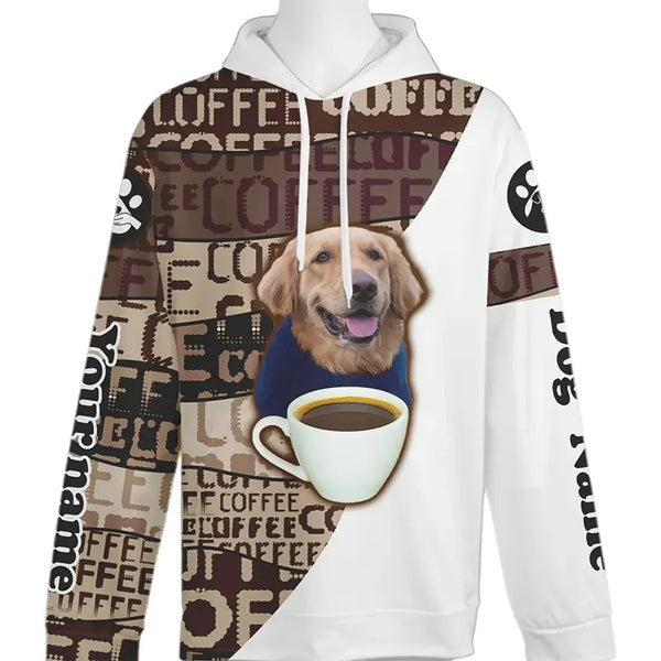 Funny Dog & Coffee Custom Dog Face Hoodie – For Dog & Coffee Lovers FSD4773