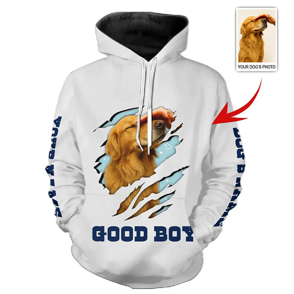 Personalized Dog Photo Good Boy Hoodie for Proud Dog Owners FSD4774