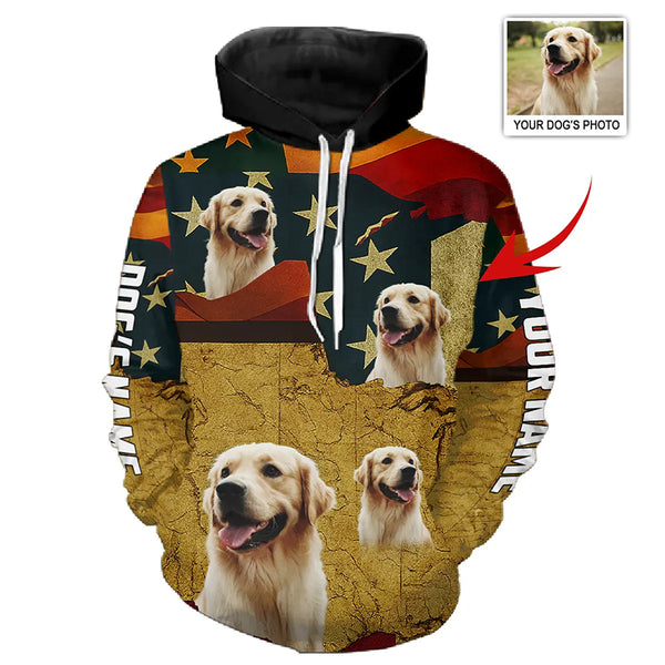 Custom Dog Photo American Patriotic Hoodie for Dog Lovers FSD4777