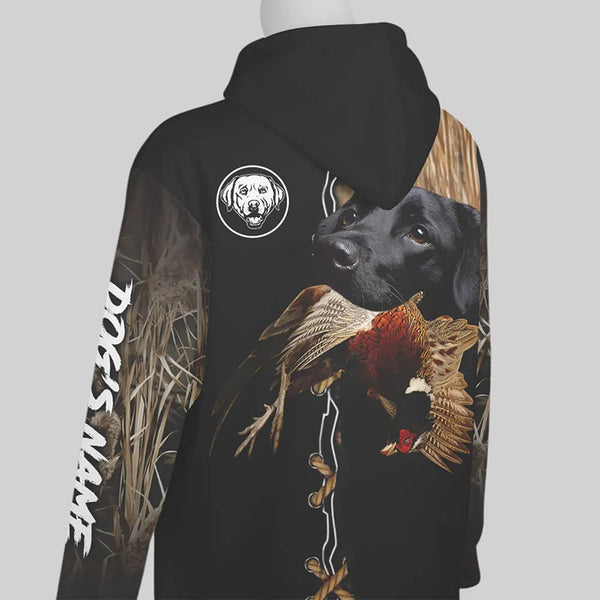 Black Labrador Retriever Hunting Dog Custom Name Hoodie Shirt for Hunter FSD4685