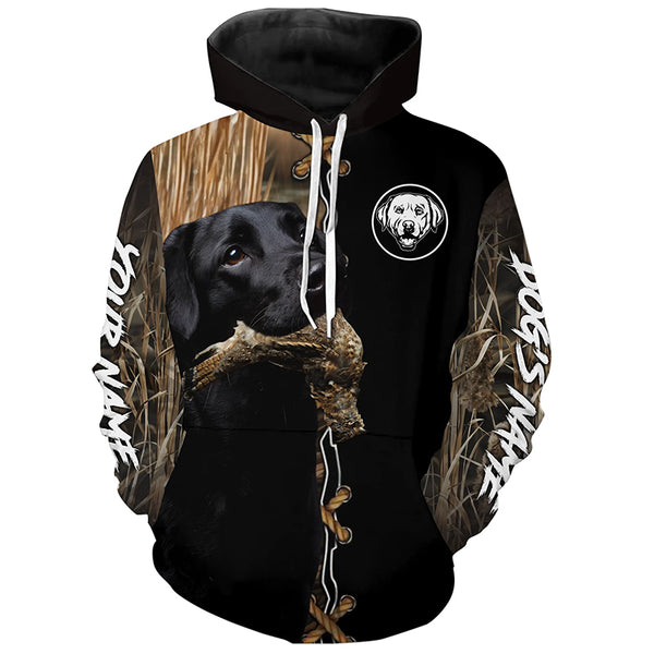 Black Labrador Retriever Hunting Dog Custom Name Hoodie Shirt for Hunter FSD4685