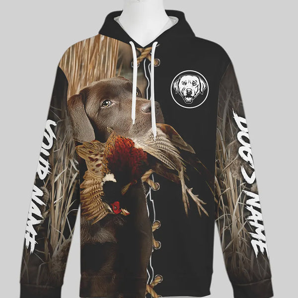 Chocolate Labrador Retriever Hunting Dog Custom Name Hoodie Shirt for Hunter FSD4687