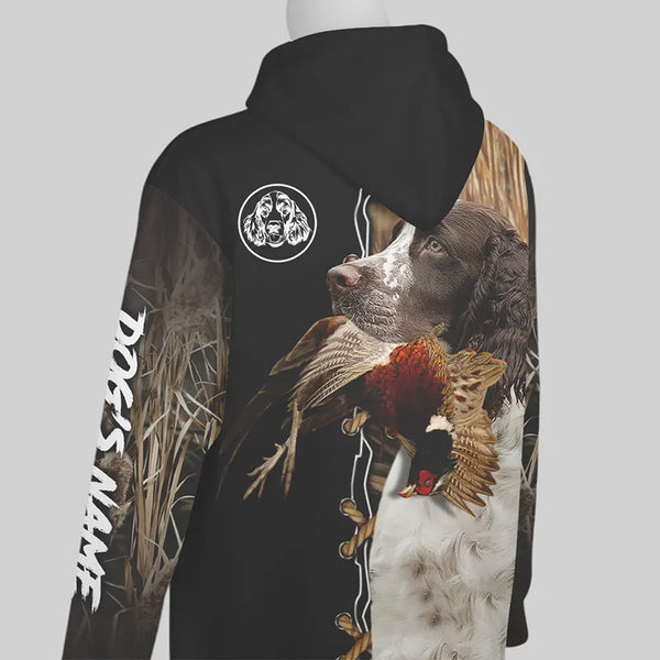 English Springer Spaniel Hunting Dog Custom Name Hoodie Shirt for Hunter FSD4689