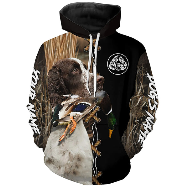 English Springer Spaniel Hunting Dog Custom Name Hoodie Shirt for Hunter FSD4689