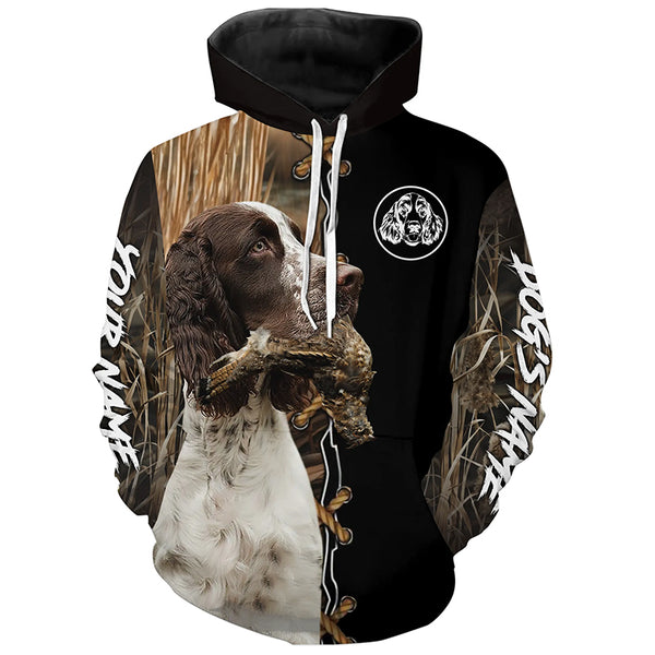 English Springer Spaniel Hunting Dog Custom Name Hoodie Shirt for Hunter FSD4689