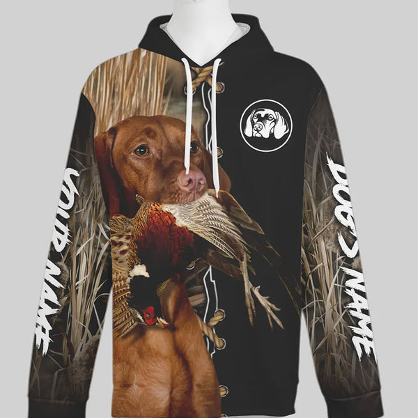 Vizsla Hunting Dog Custom Name Hoodie Shirt for Hunter FSD4690