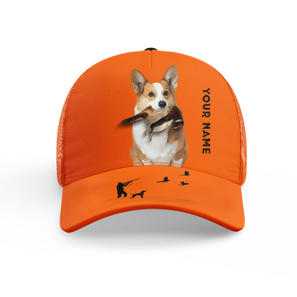 Hunting Dogs Pheasant Hunting Blaze Orange Custom Name Mesh Back Cap, Hunting Cap FSD4524