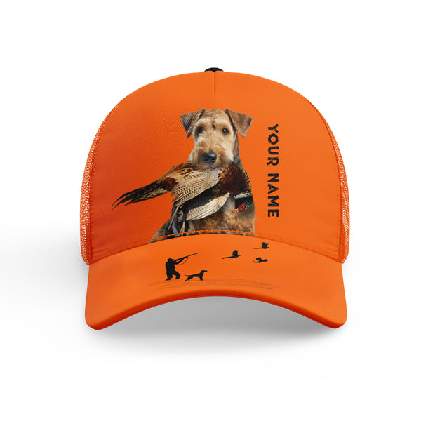 Hunting Dogs Pheasant Hunting Blaze Orange Custom Name Mesh Back Cap, Hunting Cap FSD4524