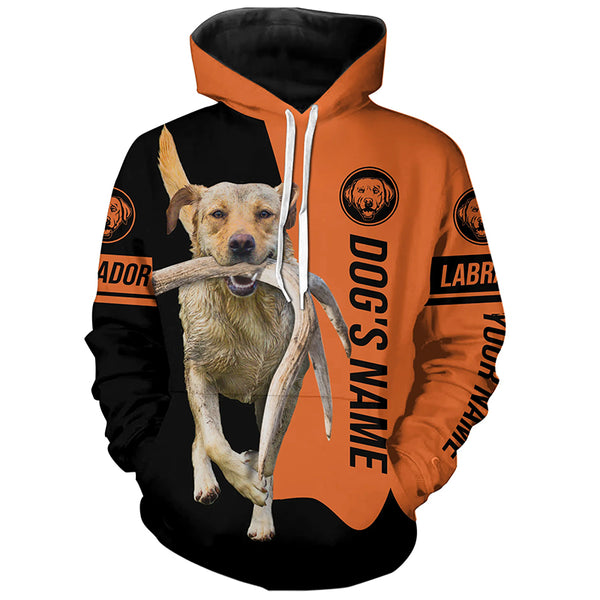 Yellow Labrador Retriever Hunting Dog Customized Name black and orange Shirts for Hunters FSD4667