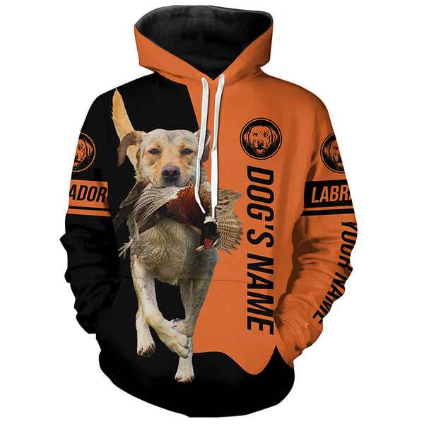 Yellow Labrador Retriever Hunting Dog Customized Name black and orange Shirts for Hunters FSD4667