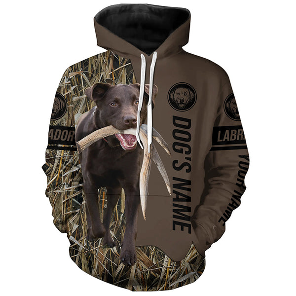 Chocolate Labrador Retriever Hunting dog customized Name Shirt, camo and brown color FSD4671