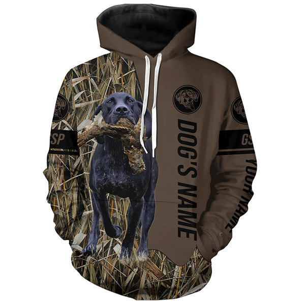 Black GSP Hunting dog customized Name Shirt, camo and brown color FSD4674