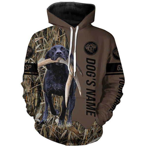 Black GSP Hunting dog customized Name Shirt, camo and brown color FSD4674