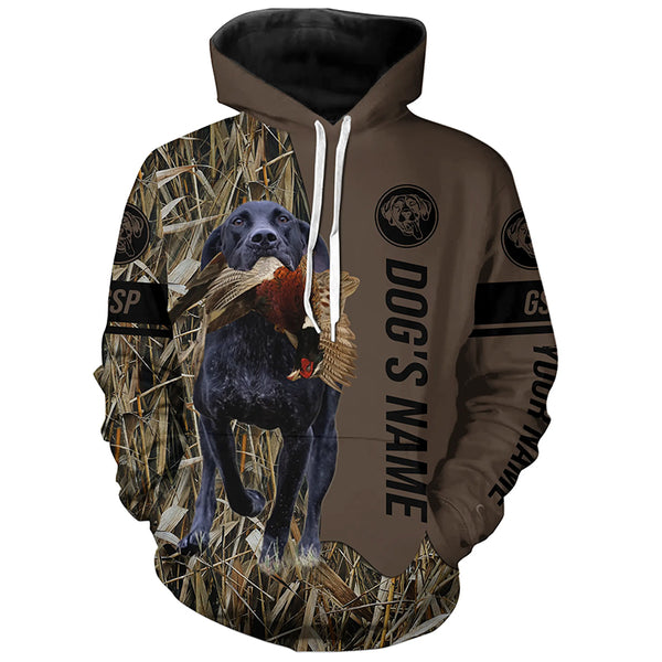 Black GSP Hunting dog customized Name Shirt, camo and brown color FSD4674