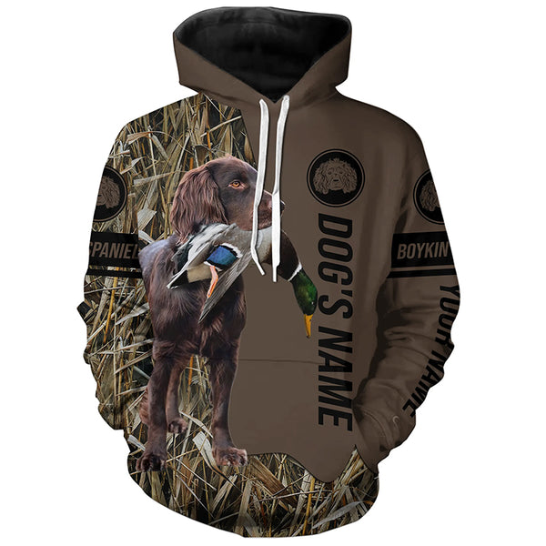 Boykin Spaniel Hunting dog customized Name Shirt, camo and brown color FSD4676