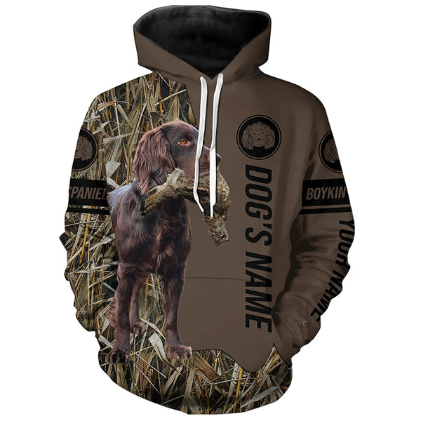 Boykin Spaniel Hunting dog customized Name Shirt, camo and brown color FSD4676