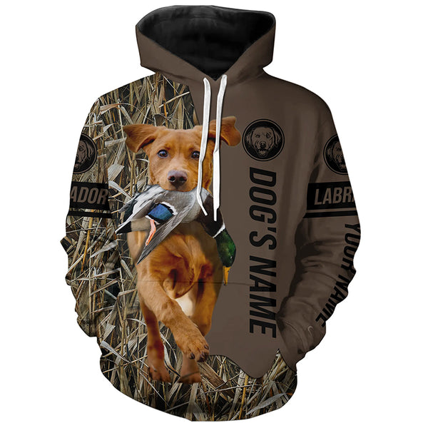 Fox red Labrador Retriever Hunting dog customized Name Shirt, camo and brown color FSD4679