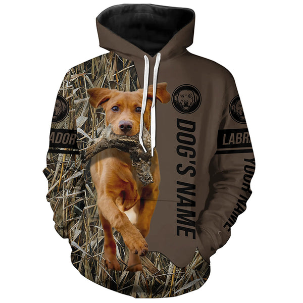 Fox red Labrador Retriever Hunting dog customized Name Shirt, camo and brown color FSD4679