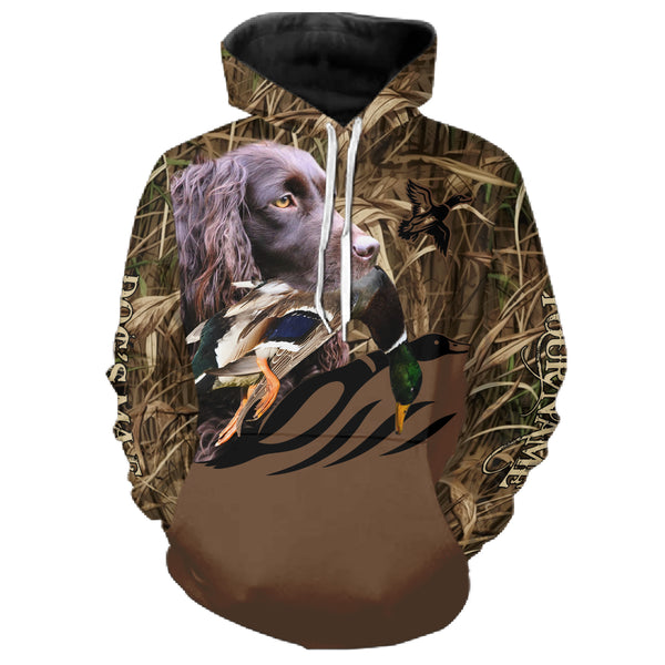 Duck Hunting Waterfowl camo Custom Name Shirts with many Hunting Dogs to Choose FSD4760