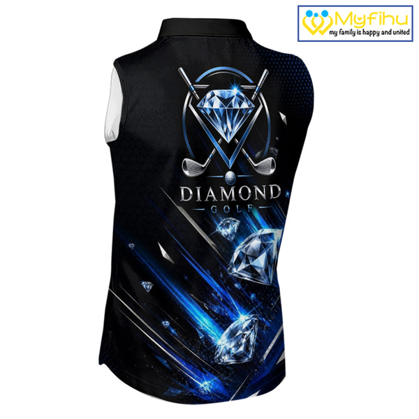 Funny Sleeveless Womens Diamond Golf Polo Shirt –  Performance Golf Shirt,  Golf Top NHT878