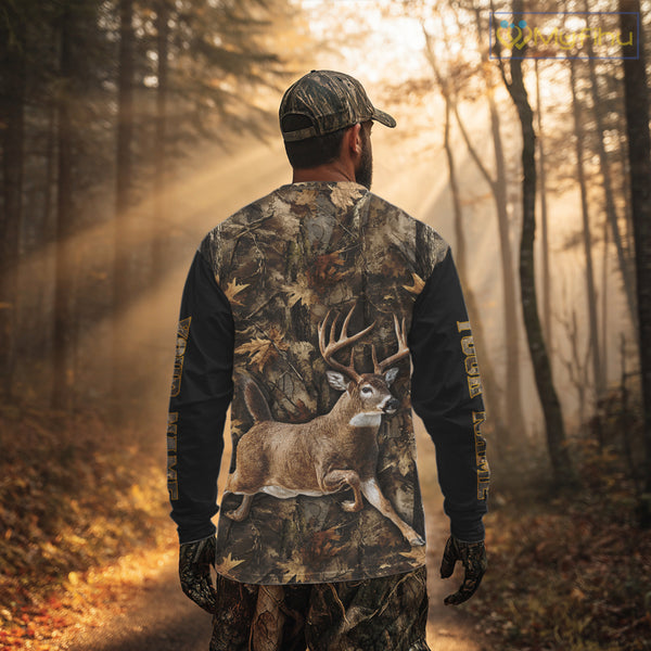 Forest Camo Deer Hunting Shirt, Deer Buck With Full All Over 3D For Deer Hunters NHT344