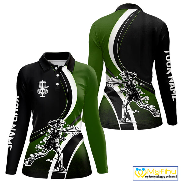 Green Womens Disc Golf Polo Shirt Customized Disc Golf Shirts For Women Disc Golfing Gifts NHT895