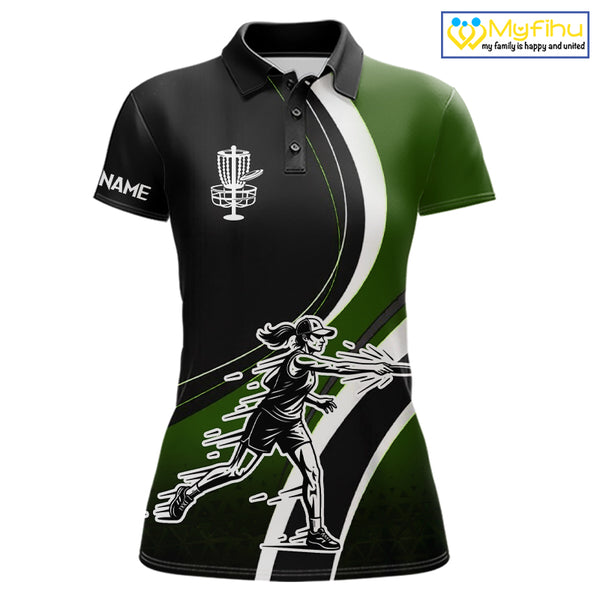Green Womens Disc Golf Polo Shirt Customized Disc Golf Shirts For Women Disc Golfing Gifts NHT895