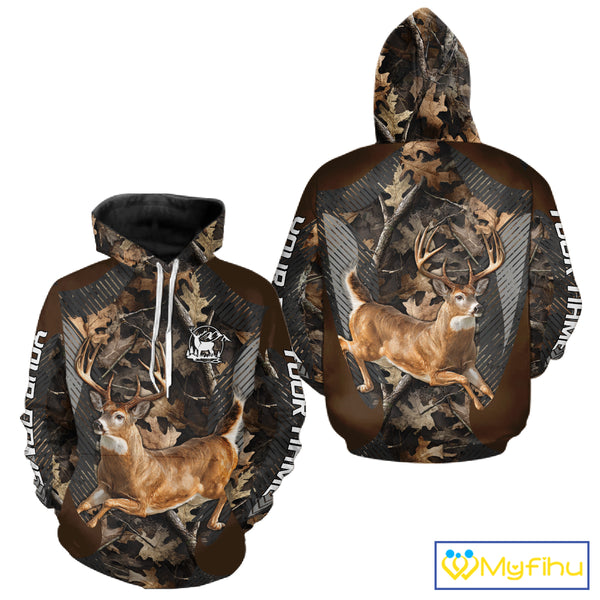 Whitetail Deer Jumping 3D All Over Print Shirts, Gift for Deer Hunters Men, Hunting Hoodie NHT355