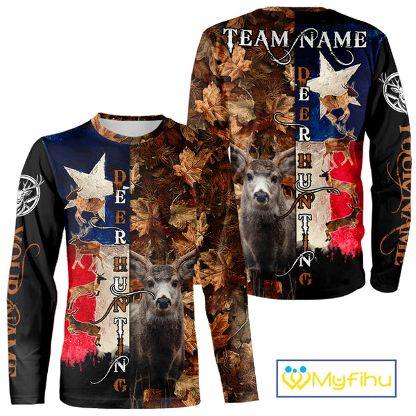 Personalized Deer Hunting Shirt with Texas Flag & Camo For Deer Hunters NHT28