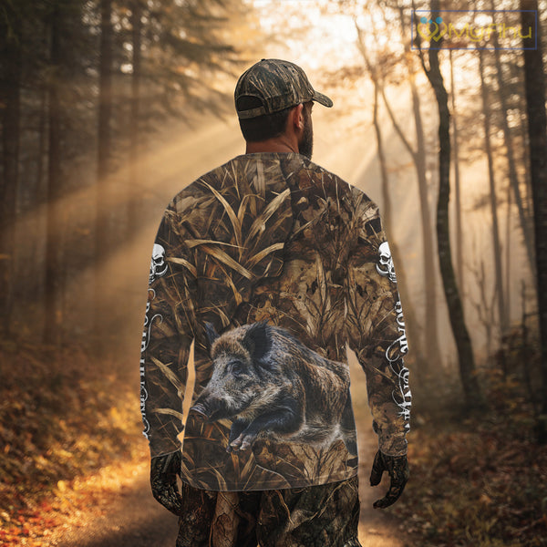 Personalized Wild Hog Hunting Camo Full Printing Shirts, Boar Hunting Gifts, Hunting Season NHT125