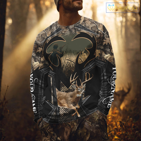 Deer Hunting Shirt 3D All-Over Print Deer with Camo Forest, Gift for Deer Hunters Men NHT360