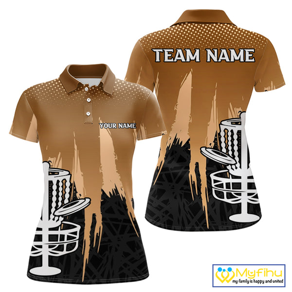 Womens Disc Golf Polo Shirts Custom Brown Gradient Grunge, Team Disc Golf Apparel Shirt NHT836