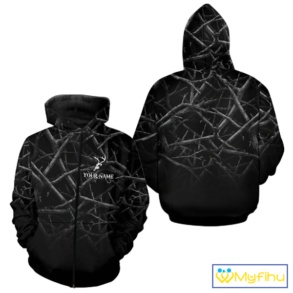 Best Deer Hunting Shirt Black Camo Customize Name 3D All Over Printed Shirts, Hunting Gift NHT82