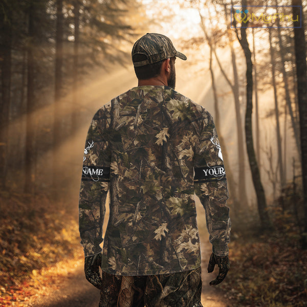 Deer Hunting Full Forest Camo 3D Printing Custom Name Shirts, Whitetail Deer Hunting Shirts NHT189