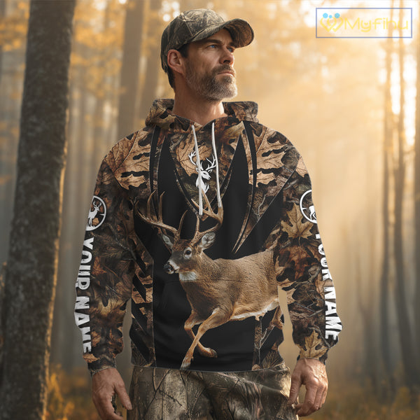 Whitetail Deer Jumping 3D All Over Print Shirts, Personalized Hunting Gifts For Deer Hunters NHT194