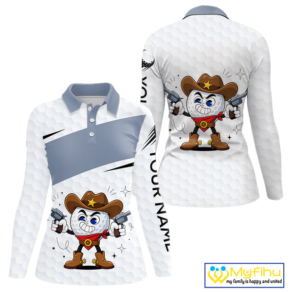 Funny Womens Golf Polo Shirts Custom Cowboy Golf Ball Golf Outfits, Best Golf Gifts NHT860