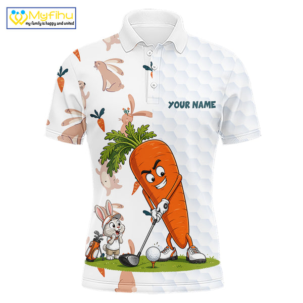 Rabbit Carrot Golf Polo Shirt Funny Golfer Bunny Custom Team Name Jersey NHT892