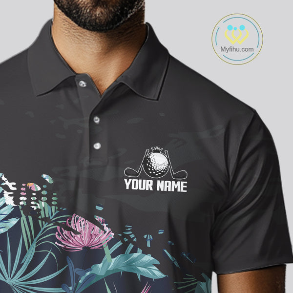 Custom Name Tropical Print Polo Shirt – Stylish Animal Print Golf Polo For Men NHT856