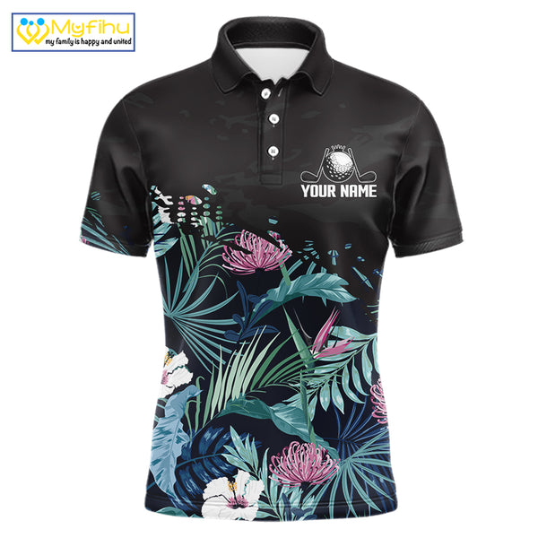 Custom Name Tropical Print Polo Shirt – Stylish Animal Print Golf Polo For Men NHT856