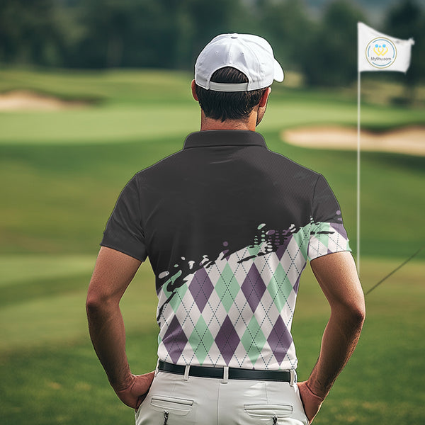 Custom Name Argyle Pattern Print Polo Shirt – Stylish Animal Print Golf Polo For Men NHT857