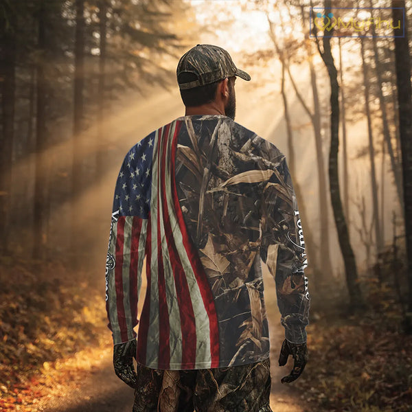 Skull Deer Hunting Shirt-Personalized US Flag Camouflage, Best Hunting Hoodie For Hunter NHT364