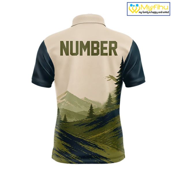 Green Sunset Customized Mens Disc Golf Polo Shirt Number Disc Golf Tops For Men NHT833