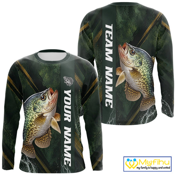 Personalized Crappie Fishing Jersey – Green Angler Shirt Custom Name, Fishing Gift For Men NHT875