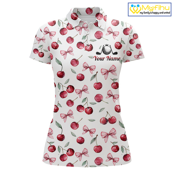 Funny Golf Polo Shirt For Womens Cherry Pattern Summer Sport Top For Team NHT881